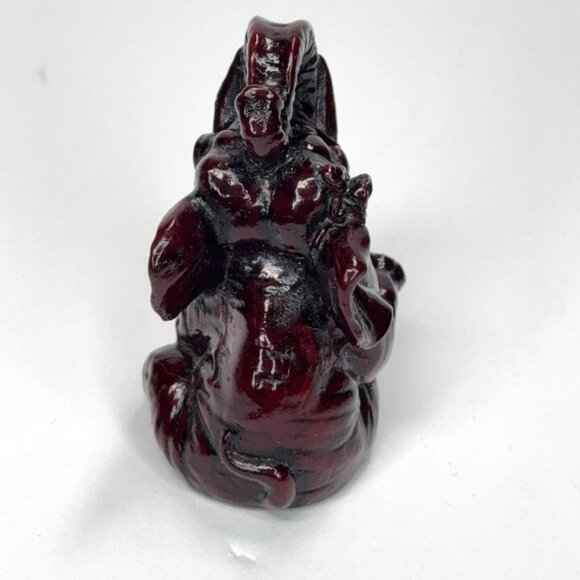 Mini Elephant Figurine Trunk Up Sitting Dark Red Burgundy 2.25" Resin Good Luck - Picture 14 of 16